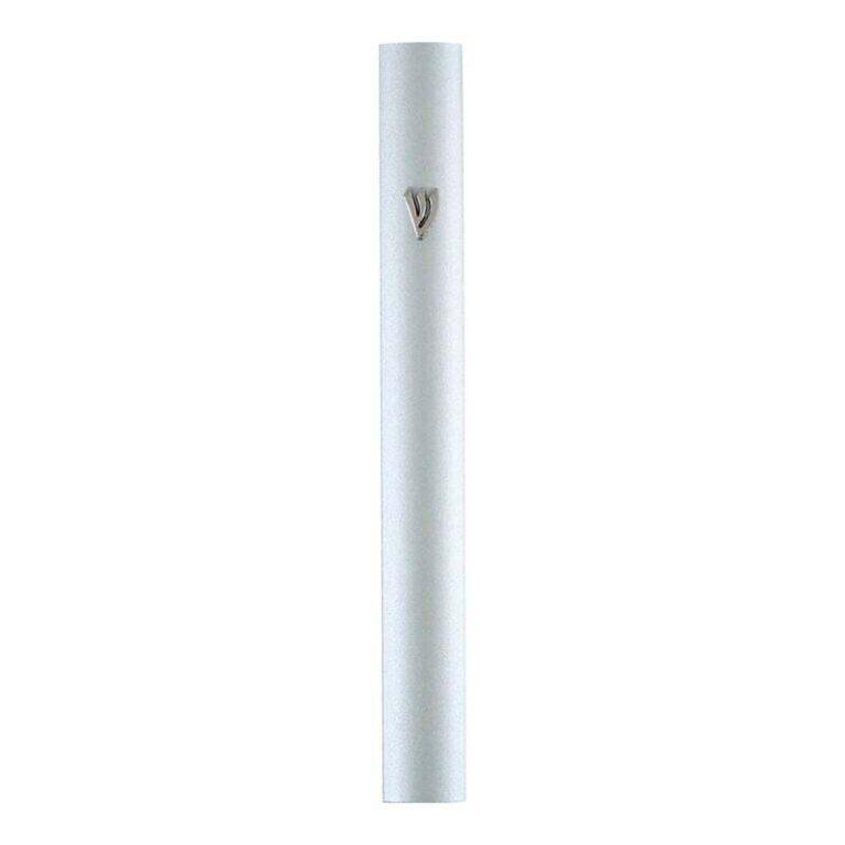 Dotted Silver Aluminum Mezuzah Case with Metal Shin - 12cm