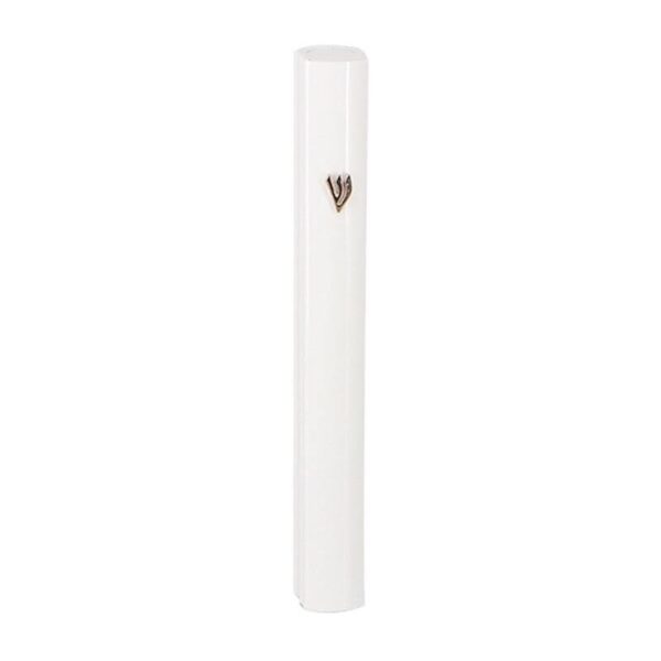 White Aluminum Mezuzah Case - Metal Shin - 12cm