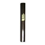 Brown Sandblasted Mezuzah with Gold Shin 12cm