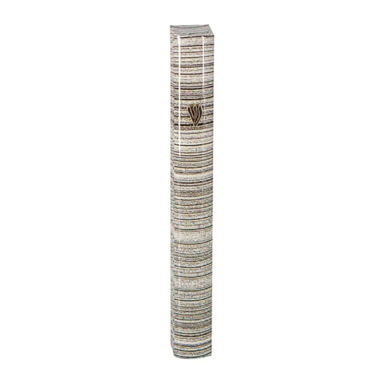 3-D Painted Gray Stripes Aluminum Mezuzah 10 & 12cm