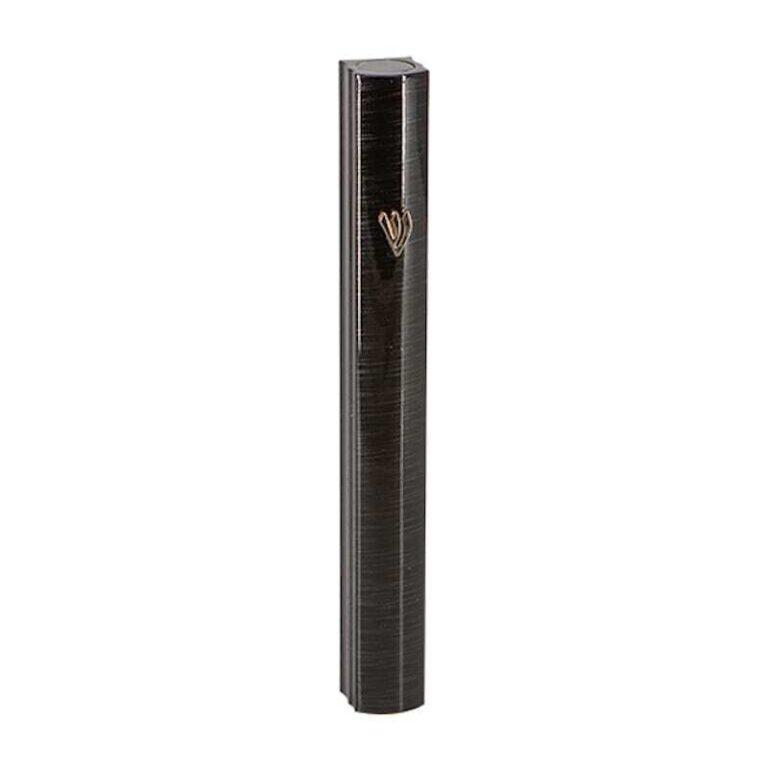 3-D Painted Black Stripes Aluminum Mezuzah - 10cm