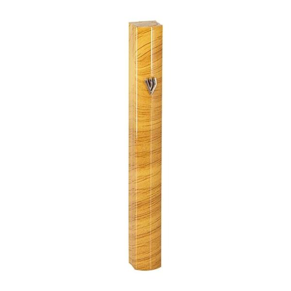 Striped 3D Painted Brown Stripes Aluminum Mezuzah - 10cm