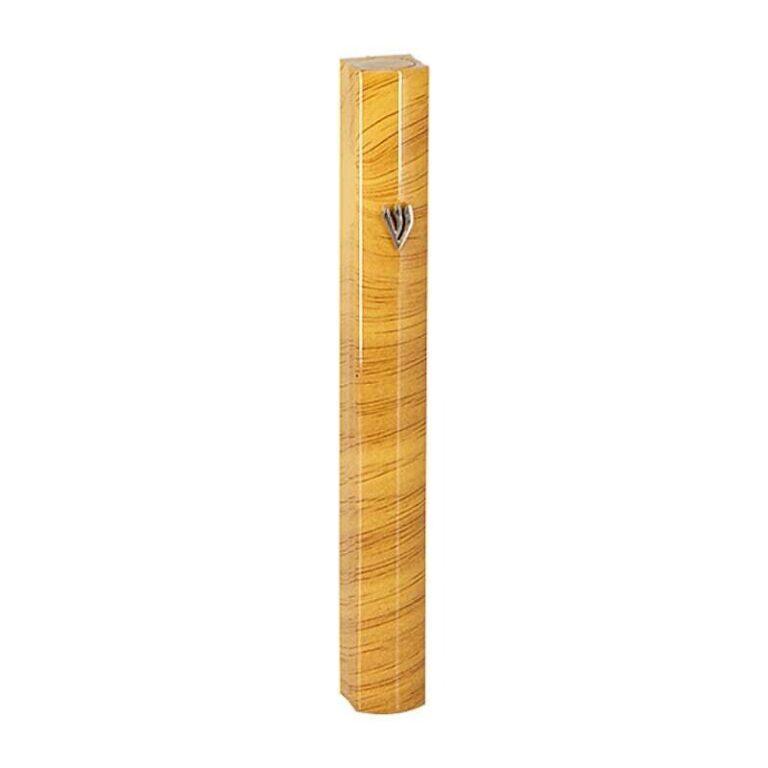 Striped 3D Painted Brown Stripes Aluminum Mezuzah - 10cm
