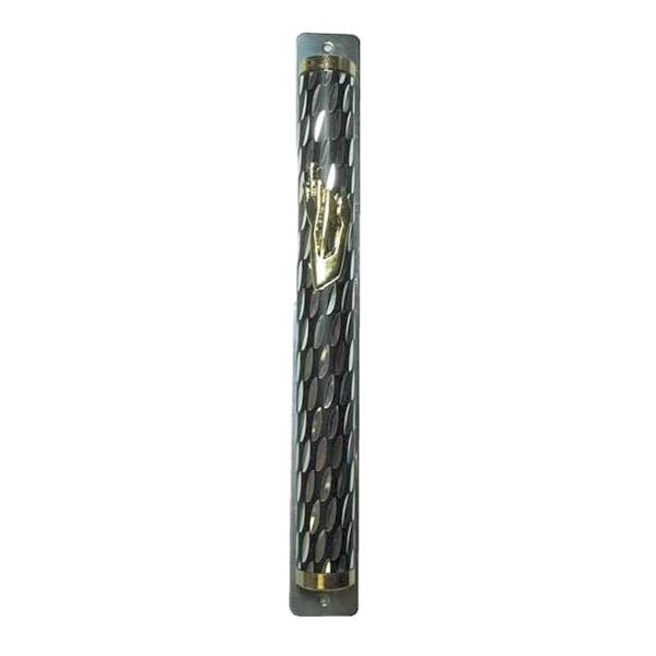 Decorative Aluminum Mezuzah with Golden Shin - 10cm