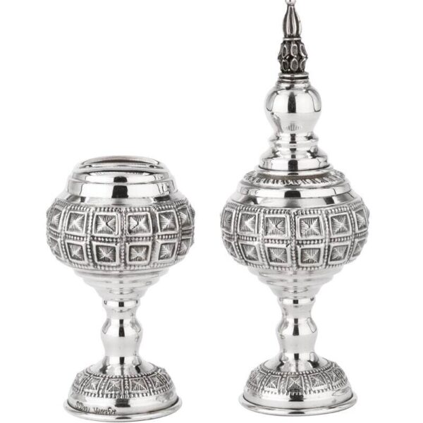 Silver Havdallah Set with Cube Pattern