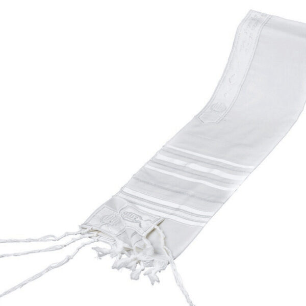 Lurex Wool Tallit - White & Silver