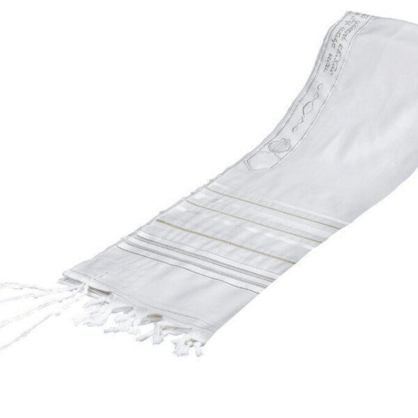 Lurex Wool Tallit - White & Gold