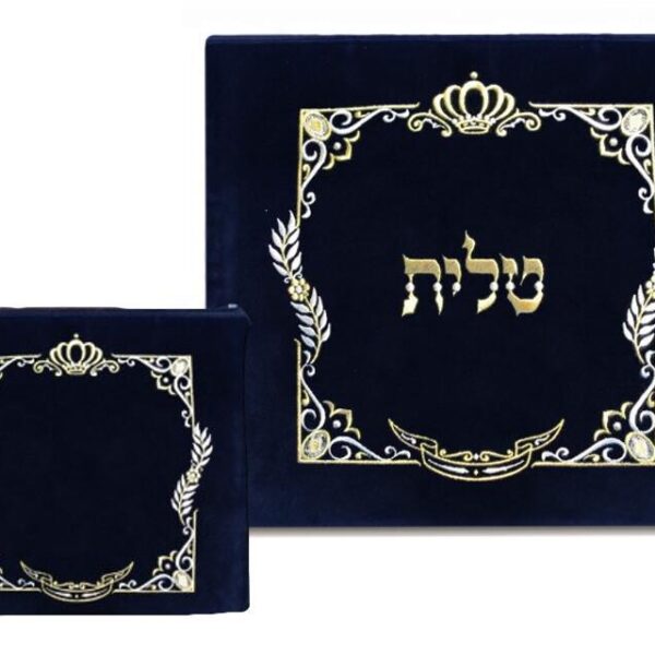Square Design with Crown - Black Velvet - Large