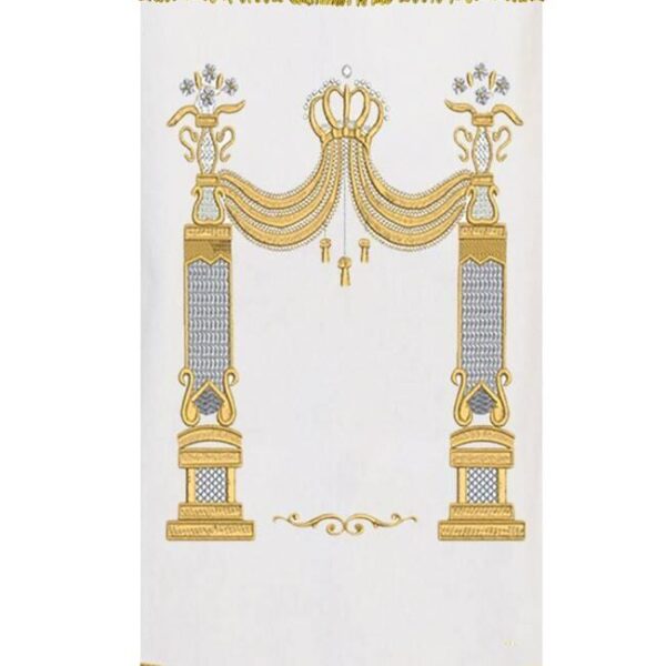 High Holiday Torah Mantle - Pedestals with Flowers