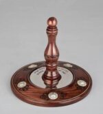 Dark Wood Etz Haim Torah Roller with Inlaid Silver