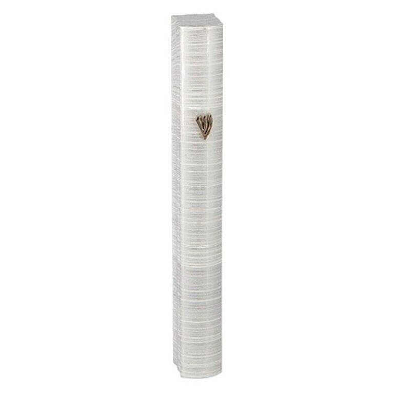3-D Painted Metallic Gray Stripes Aluminum Mezuzah 10 & 12cm