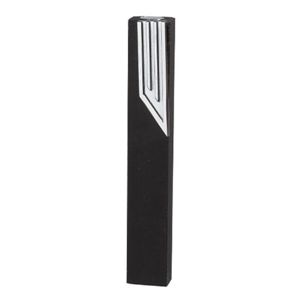 Black Aluminum Mezuzah with Large Metal Shin - 12 & 15cm