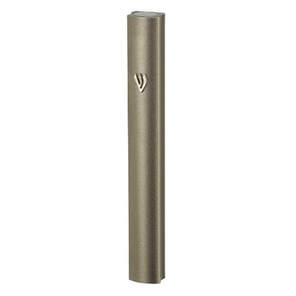 Champagne Aluminum Mezuzah Case with Metal Shin  - 10 & 12 cm