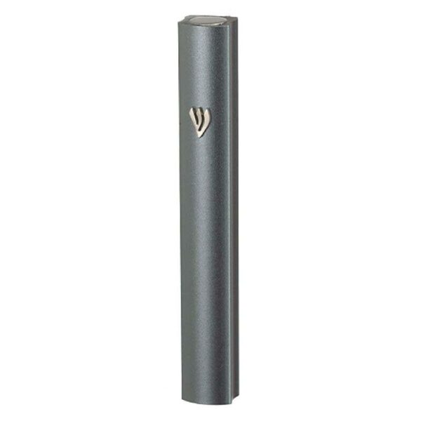 Gray Aluminum Mezuzah Case with Metal Shin - 10 & 12 cm