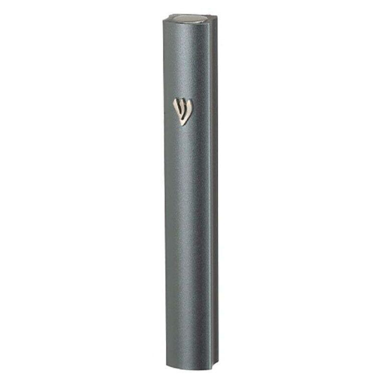 Gray Aluminum Mezuzah Case with Metal Shin - 10 & 12 cm