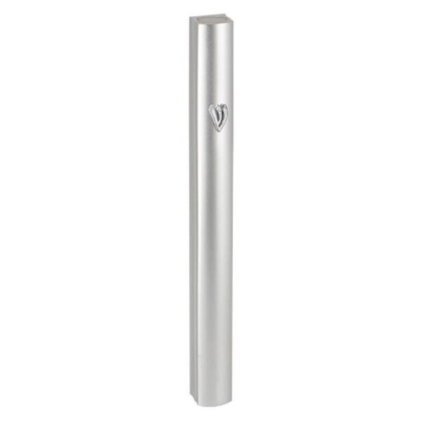 Shiny Silver Aluminum Mezuzah Case - Metal Shin 10 cm