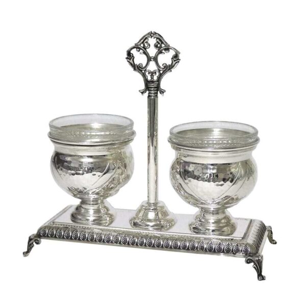Double Salt Cellar - Chased & Hammered