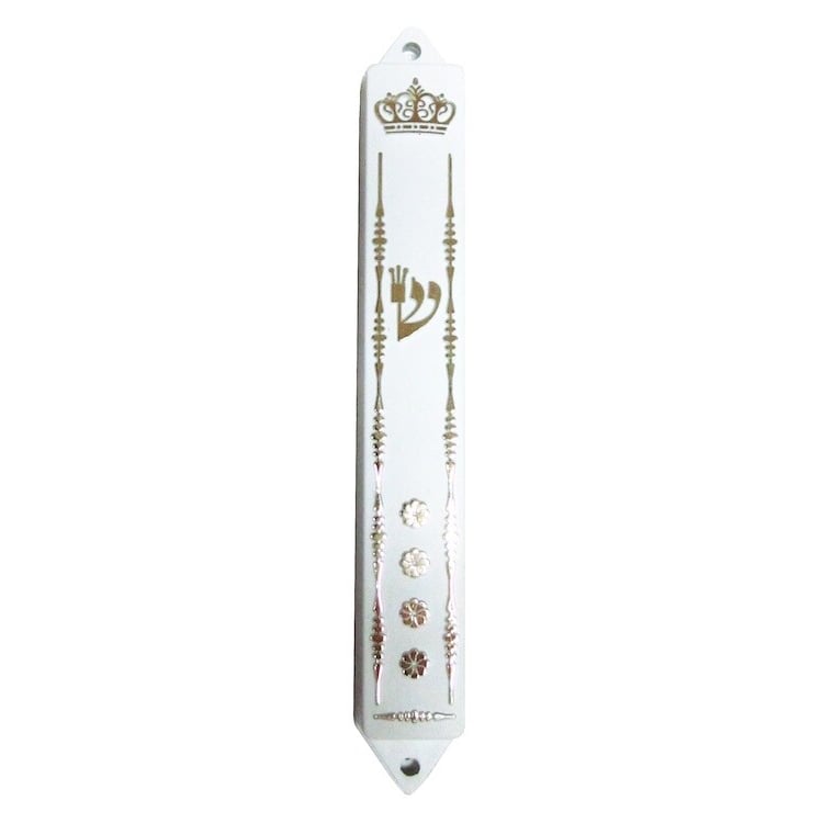 Basic white plastic mezuzah case