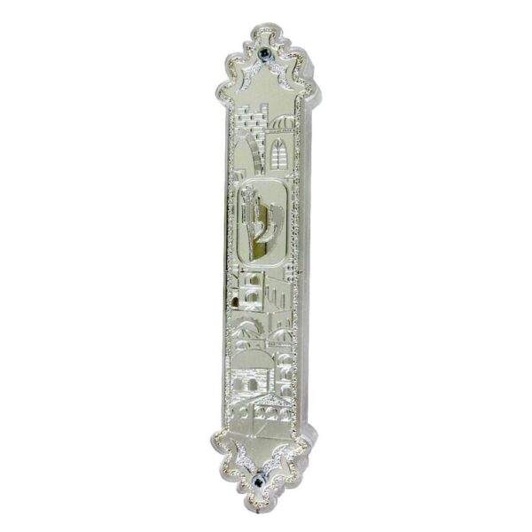 Jerusalem of silver II 12cm mezuzah case