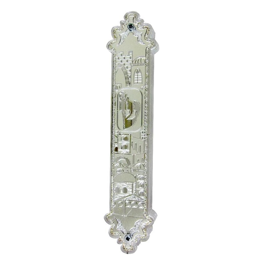 Jerusalem of silver II 12cm mezuzah case