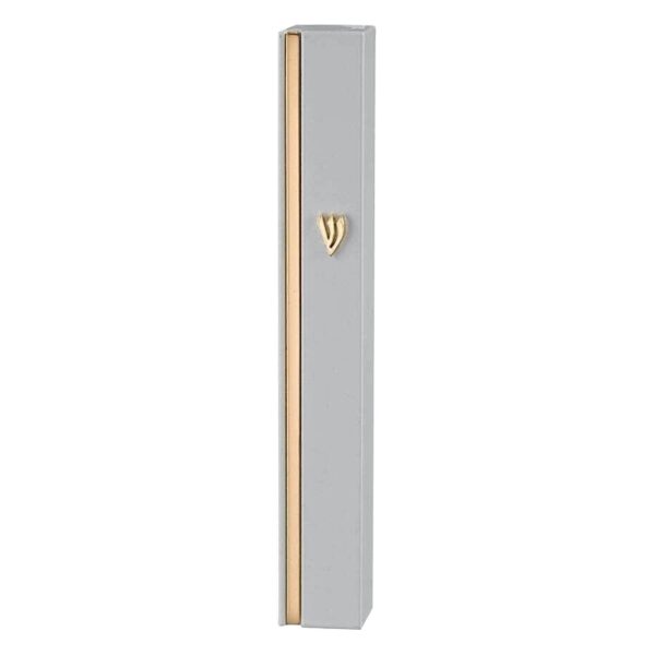 Aluminium waterproof mezuzah case with gold trim 12 cm