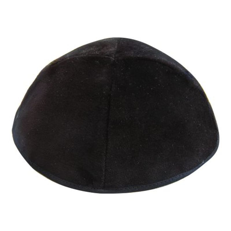 Black velvet rimless kippah size 8