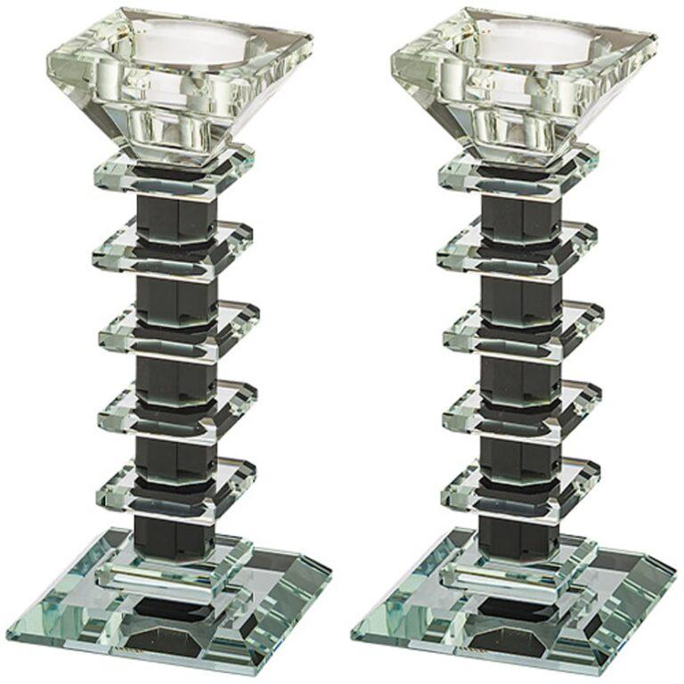 Black & Clear Crystal Candle Stick