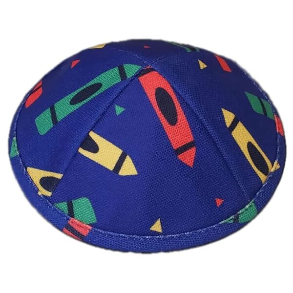 Kid's Colorful Crayons Kippah - 17.5 cm