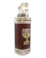Sephardic Torah Tik - Bordeaux Oak Finish with Menorah