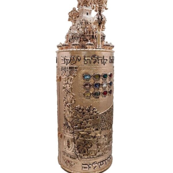 Jerusalem Temple Sephardic Torah Case - Rose Gold