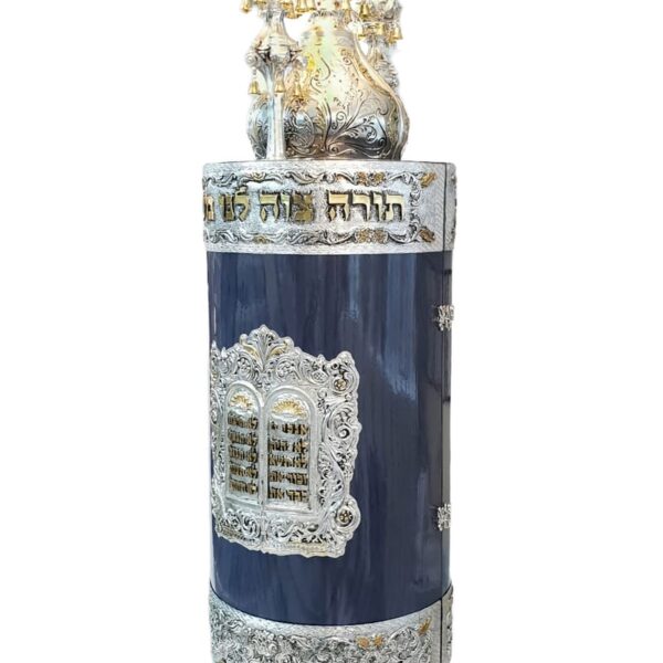 Sephardic Torah Tik - Blue Oak Finish with Ten Commandments