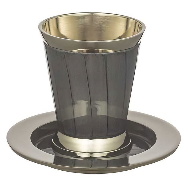 Gray Aluminum Kiddush Cup with Saucer