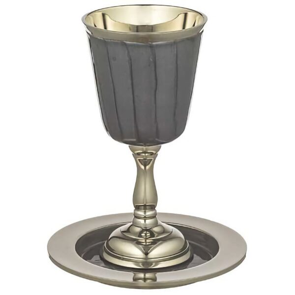 Gray Aluminum Kiddush Cup with Saucer