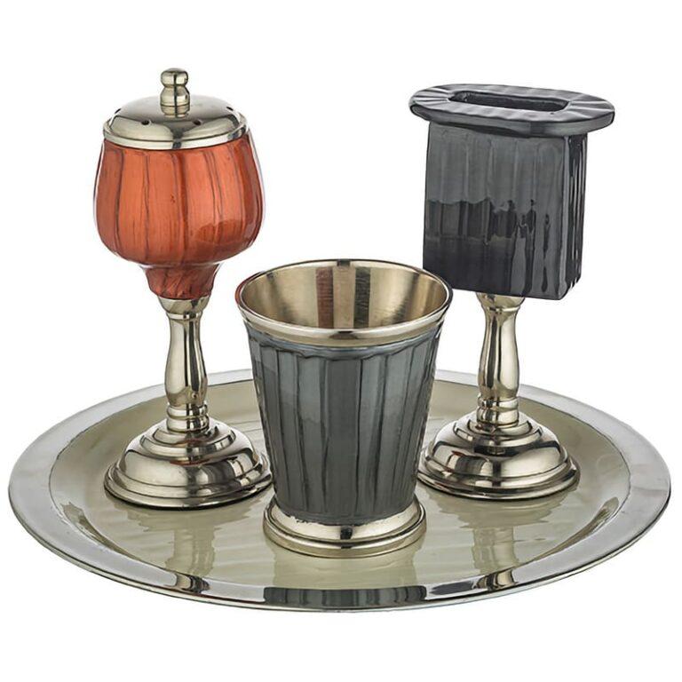Contempory Enameled Aluminum Havdalah Set