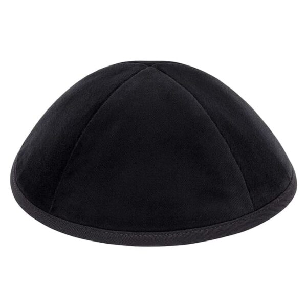 Black Velvet Kippah - 4 Part with Rim