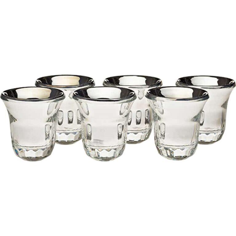 Modern Silver Crystal Kiddush Set - 6 Mini Serving Cups