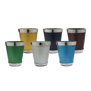 Set of Six Small Multicolor Aluminum Kiddush Cups for Shabbat and Holidays