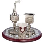 Mahogany and Nickel Havdalah Set