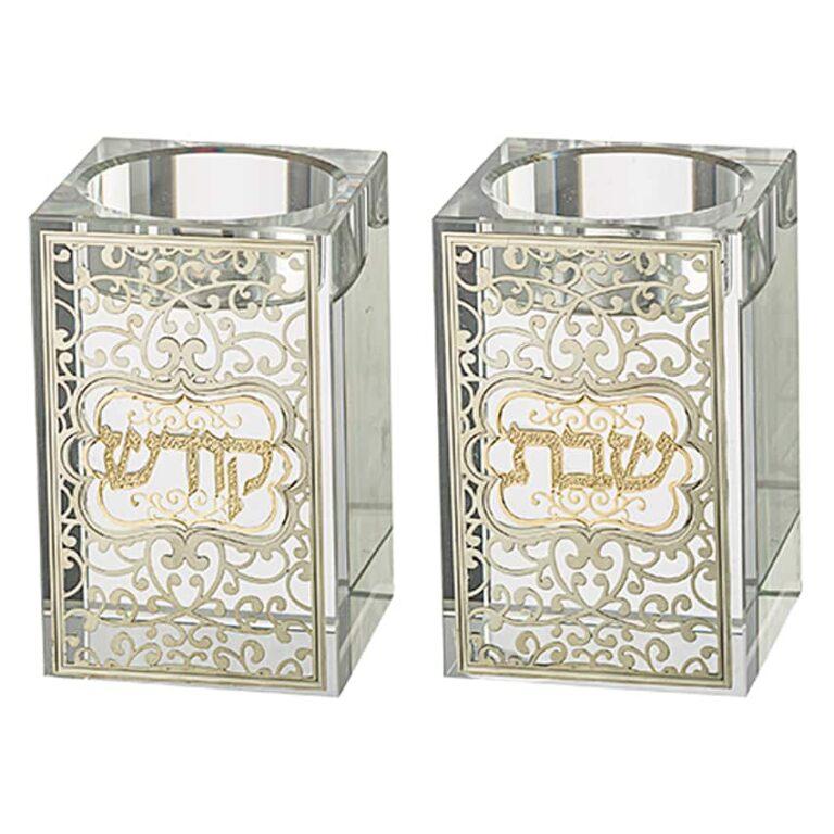 Miniature Crystal Shabbat Golden Candlestics
