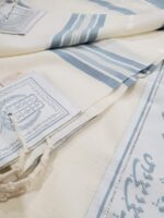 Non-slip Textured Weave Tashbetz Tallit by Keter -Slate Blue with Silver