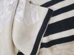 Non-slip Textured Weave Tashbetz Tallit with White and Black Stripes