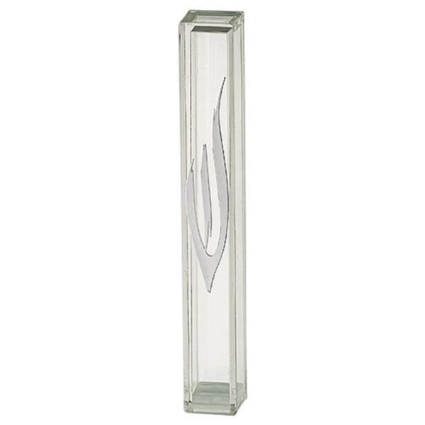 Transparent Plastic Mezuzah 12cm - Silver Shin and Rubber Cork