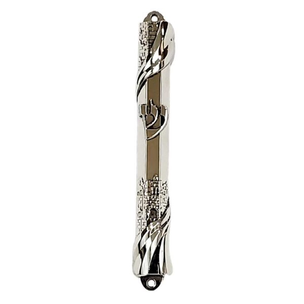Mezuzah case - nickel waterproof Jerusalem design