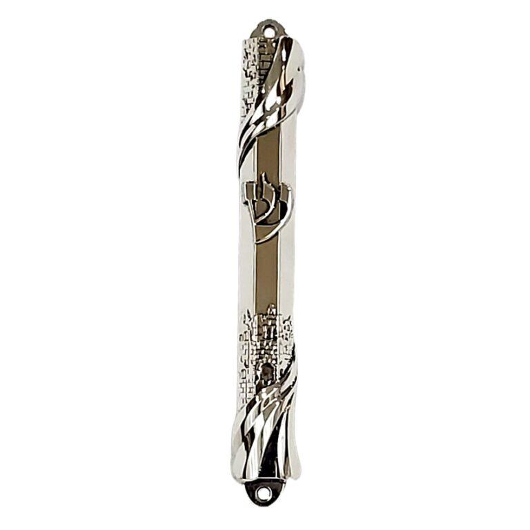 Mezuzah case - nickel waterproof Jerusalem design