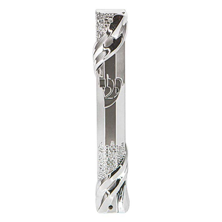 Mezuzah case - waterproof silver Jerusalem design