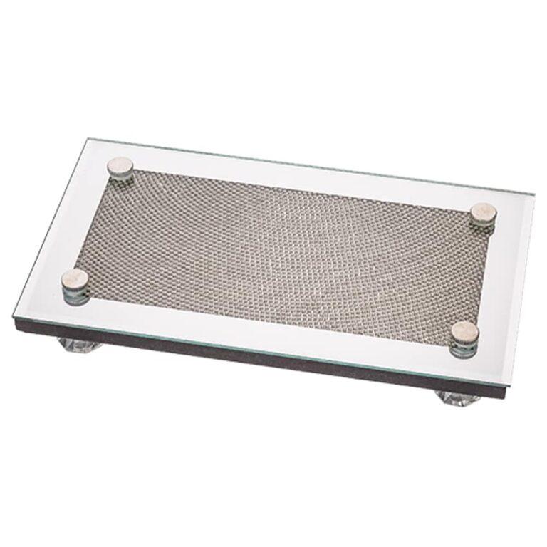 Rectangular glass tray for candlestics or havdalah set