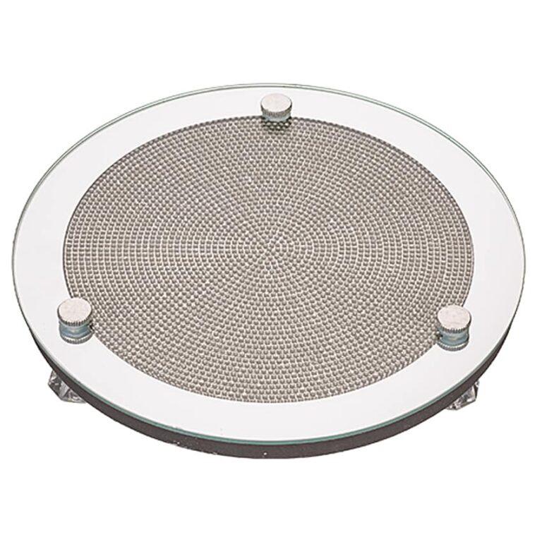 Round glass tray for candlesticks or havdallah set