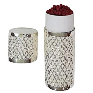 Shabbat matchbox holder - silver diamond cut - open view