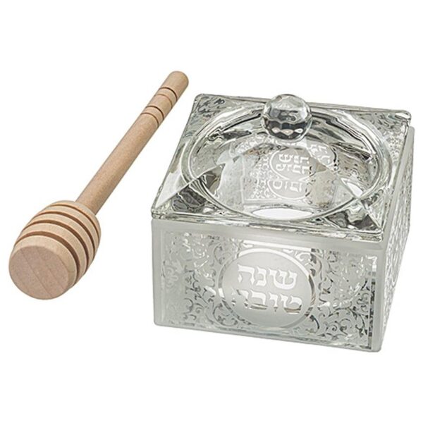Elegant crystal honey dish
