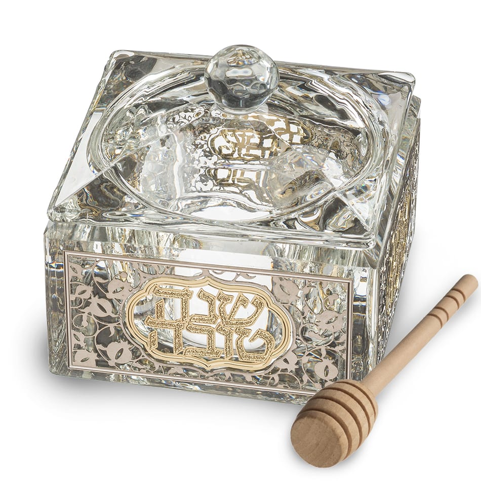 Elegant crystal honey dish with gift box